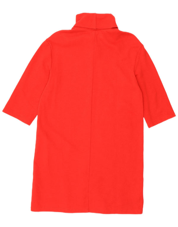 Zara Robe pull à manches 3/4 et col roulé pour femme UK 10 Petit coton rouge