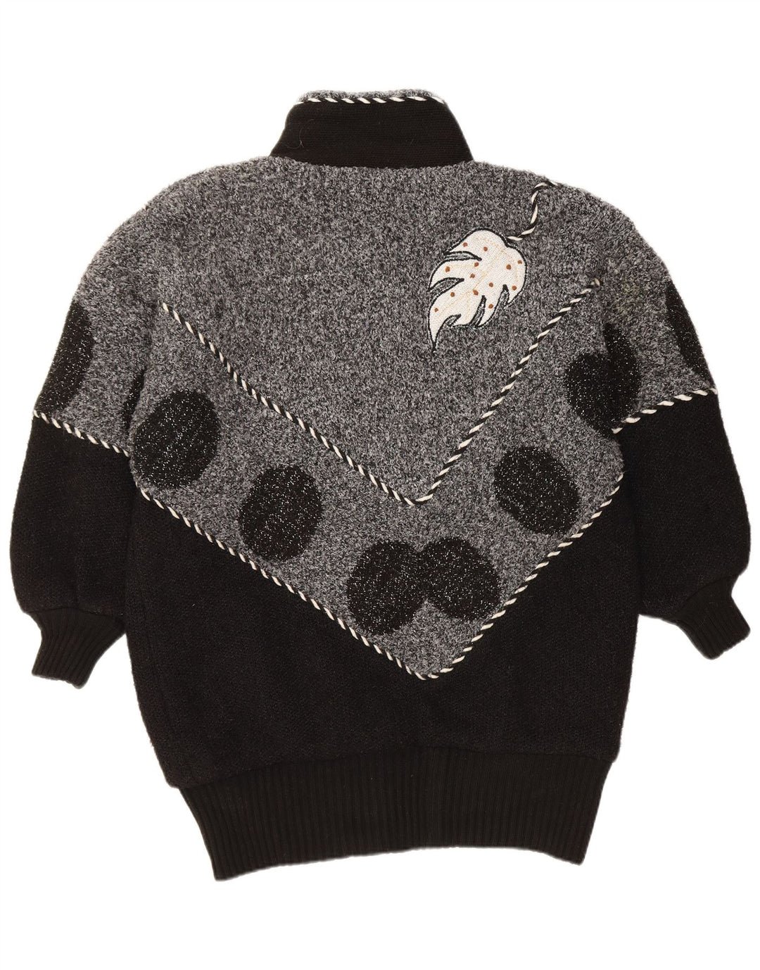 VINTAGE Pull Cardigan Femme UK 22 3XL Noir Colourblock