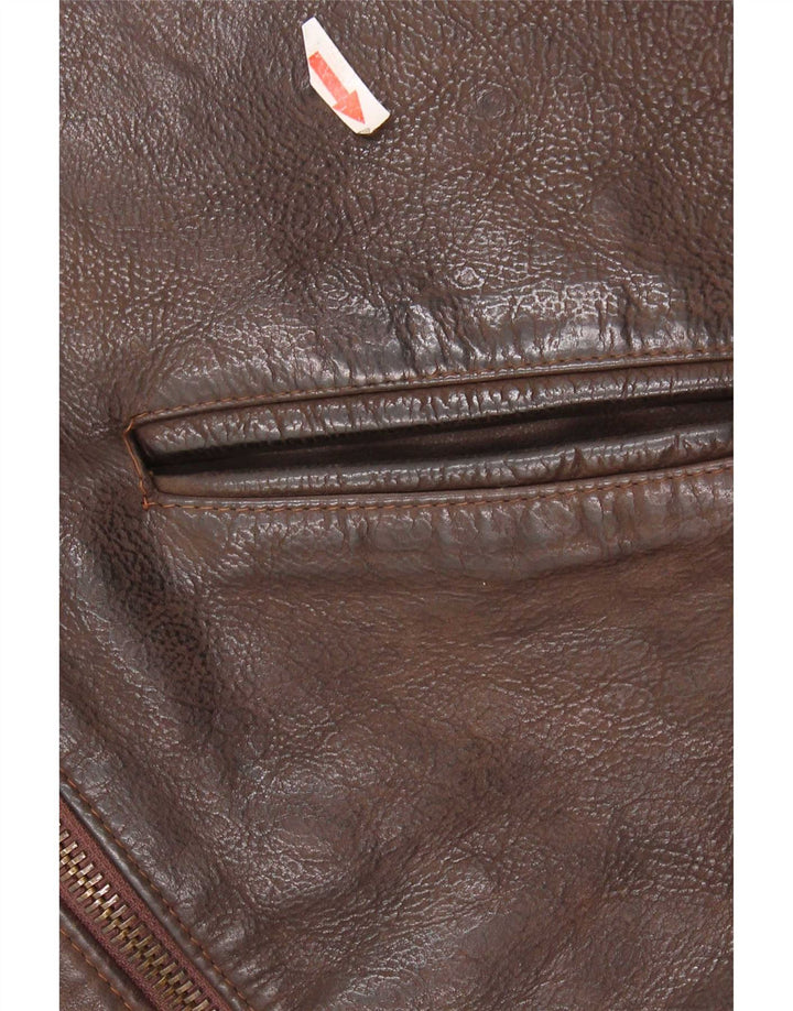 veste en cuir homme vintage UK 36 Petit Marron