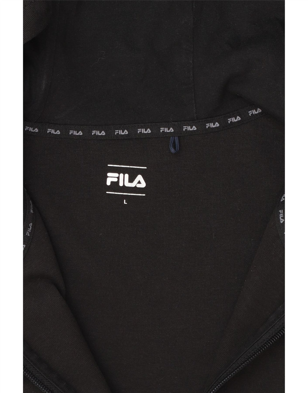 Fila Pull à capuche zippé pour homme Large Noir Colourblock