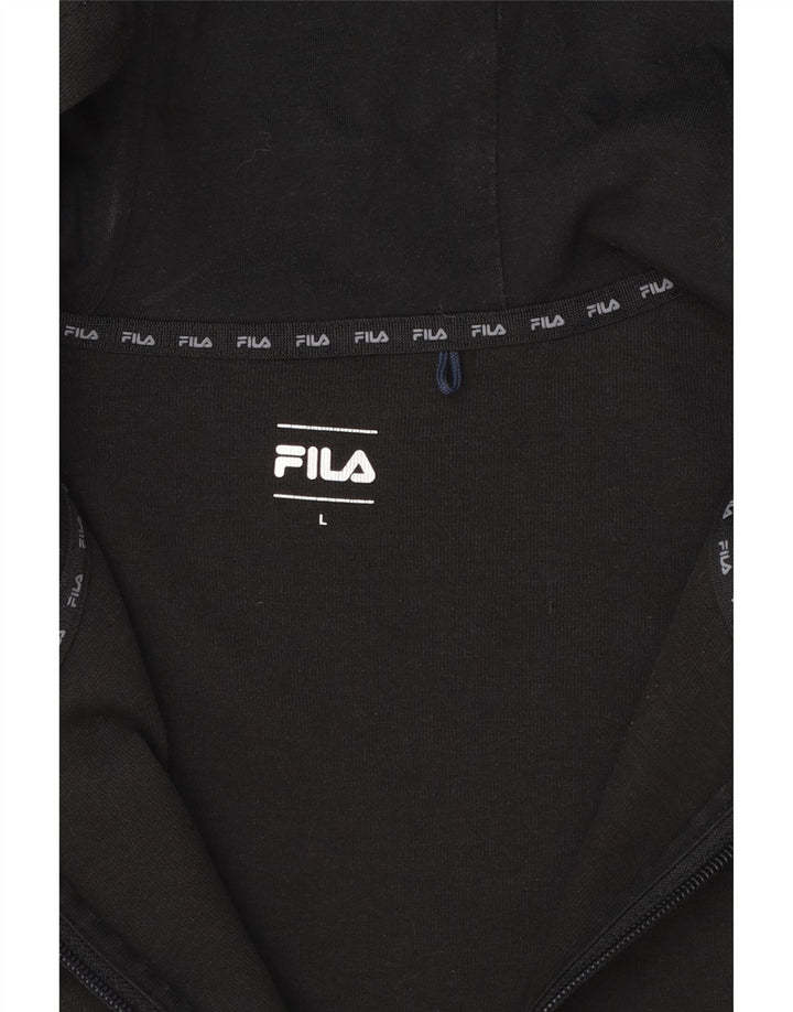 Fila Pull à capuche zippé pour homme Large Noir Colourblock