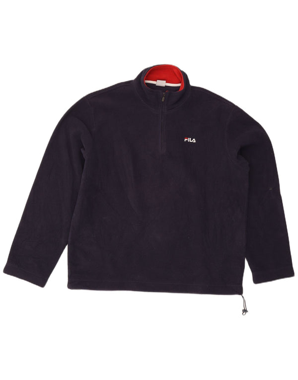 Fila Pull polaire à col zippé pour homme XL Bleu marine Polyester