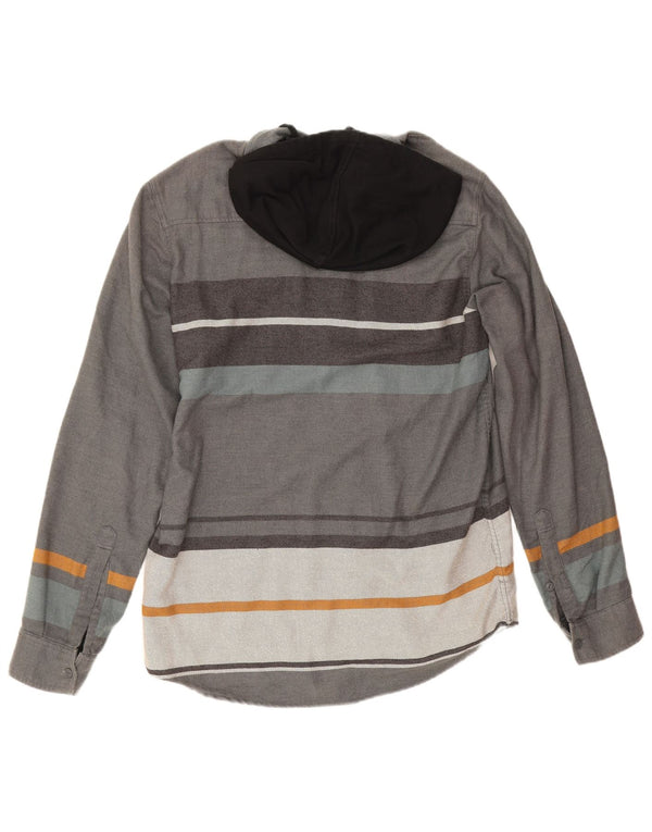 DC Chemise en flanelle à capuche Lumberjack pour homme Grand coton rayé gris