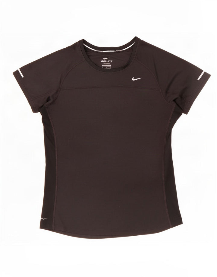 Nike Womens Dri Fit T-Shirt Top UK 12 Noir Moyen Polyester