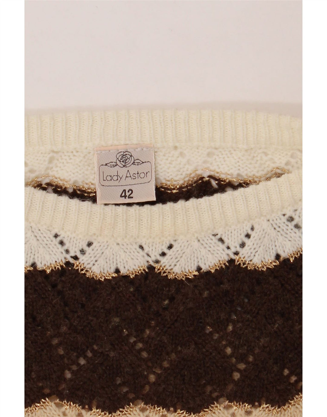 VINTAGE Womens Boat Neck Jumper Sweater IT 42 Medium Multicoloured Striped Vintage Vintage and Second-Hand Vintage from Messina Hembry 