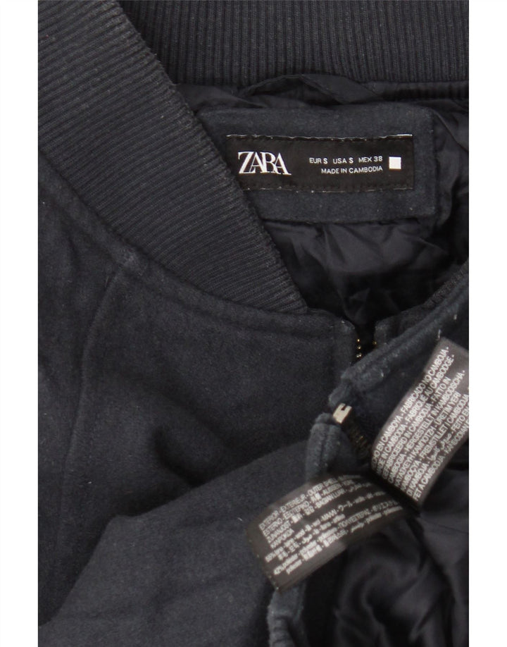 Zara Mens Loose Fit Bomber Jacket UK 36 Small Bleu Marine Laine