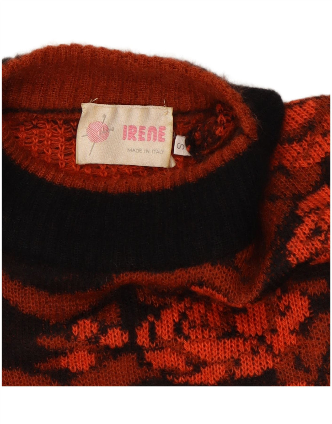 VINTAGE Femme Crew Neck Jumper Pull UK 10 Petit Orange Floral