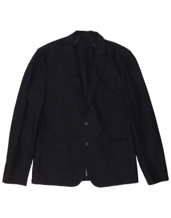 All Saints Veste blazer à 2 boutons pour homme UK 38 Bleu marine moyen Coton