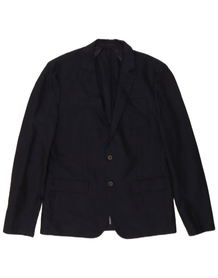 All Saints Veste blazer à 2 boutons pour homme UK 38 Bleu marine moyen Coton