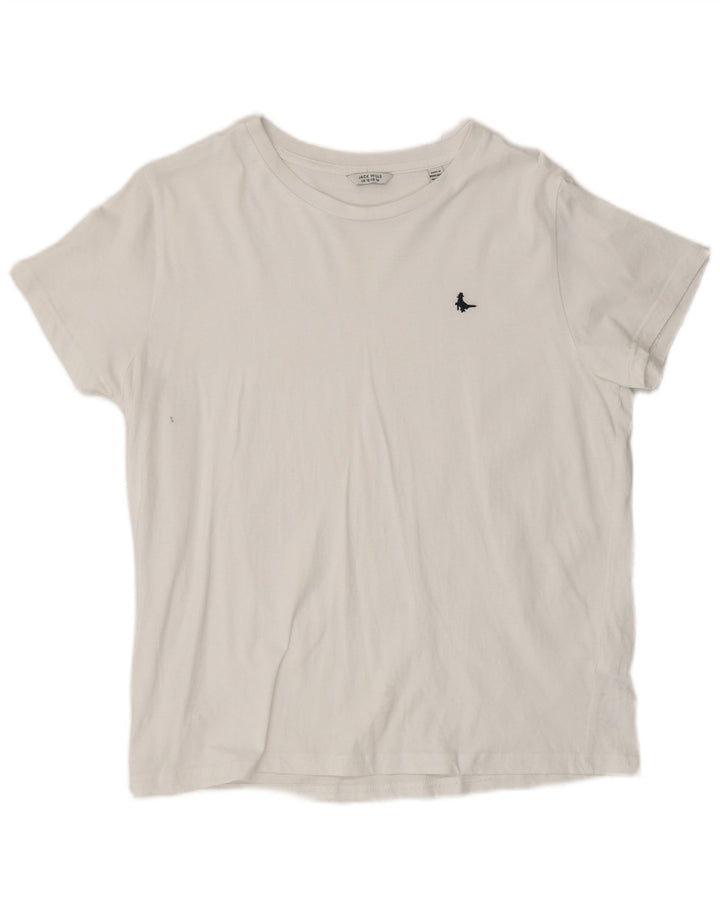 JACK WILLS T-Shirt Femme Top UK 12 Coton Blanc Moyen