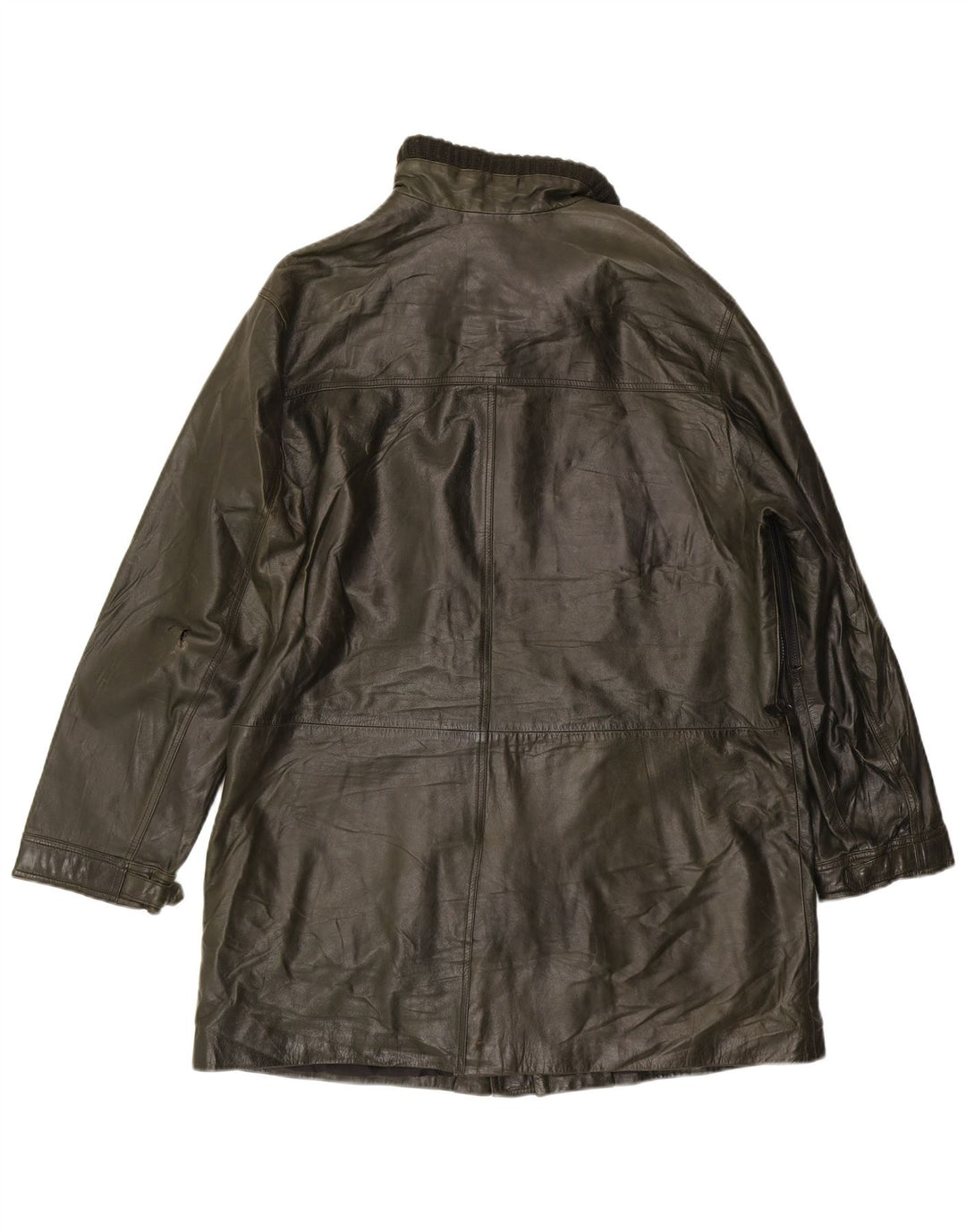 VITTORIO FORTI Mens Leather Utility Jacket IT 52 XL Green Leather