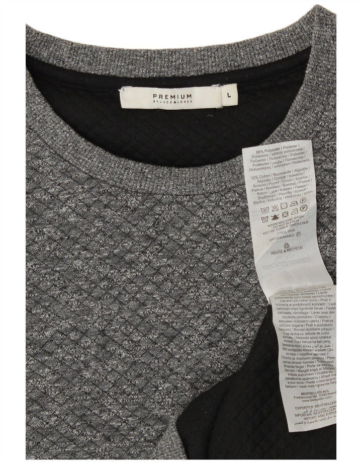 JACK & JONES Mens Crew Neck Jumper Sweater Large Grey Polyester