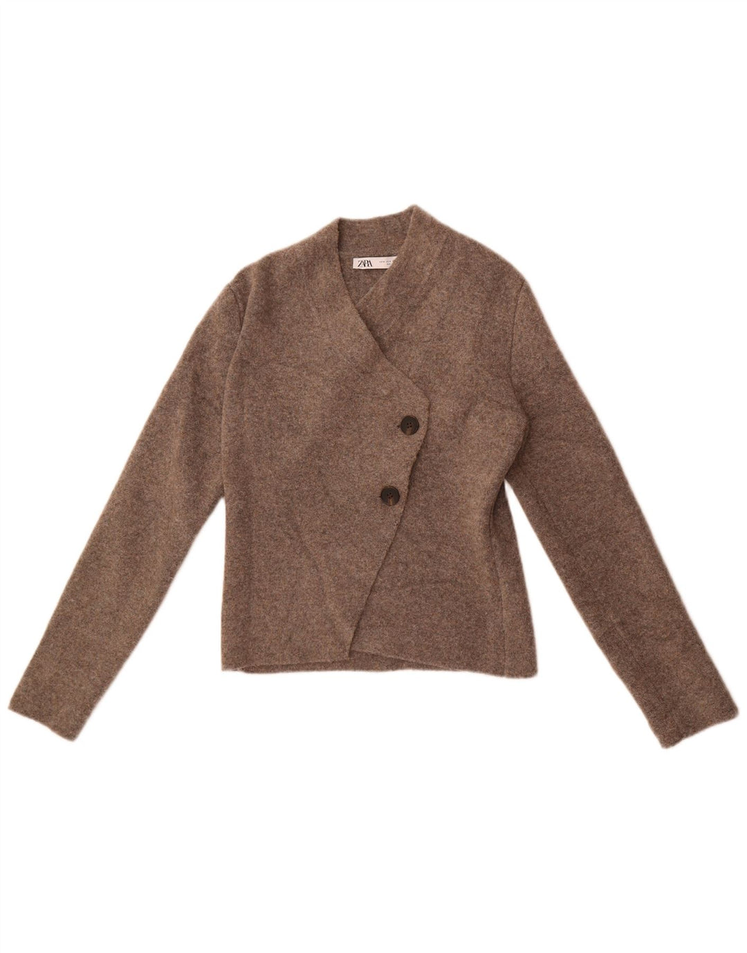 Zara Femme Cardigan Pull UK 12 Marron Moyen Polyamide