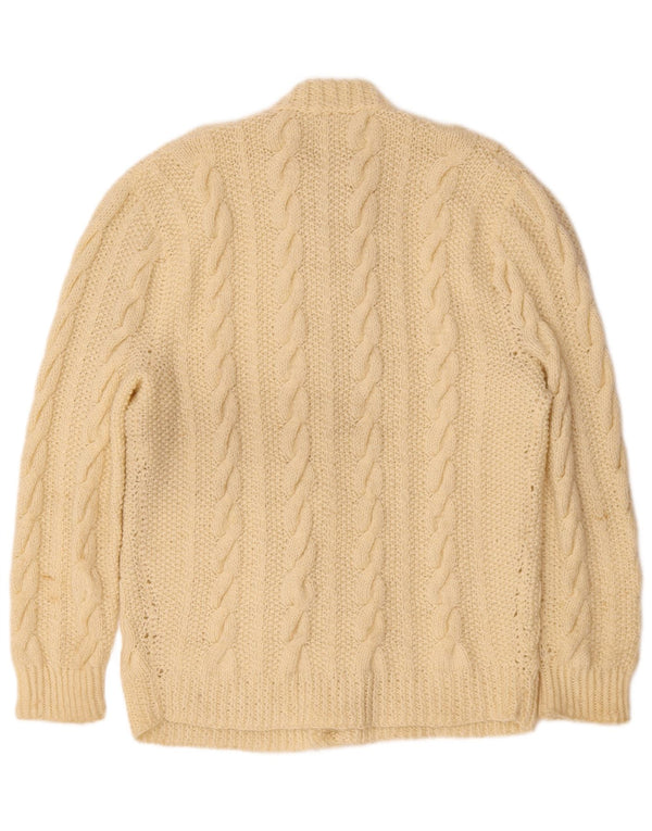 vintage Mens Cardigan Pull Petit Blanc Cassé