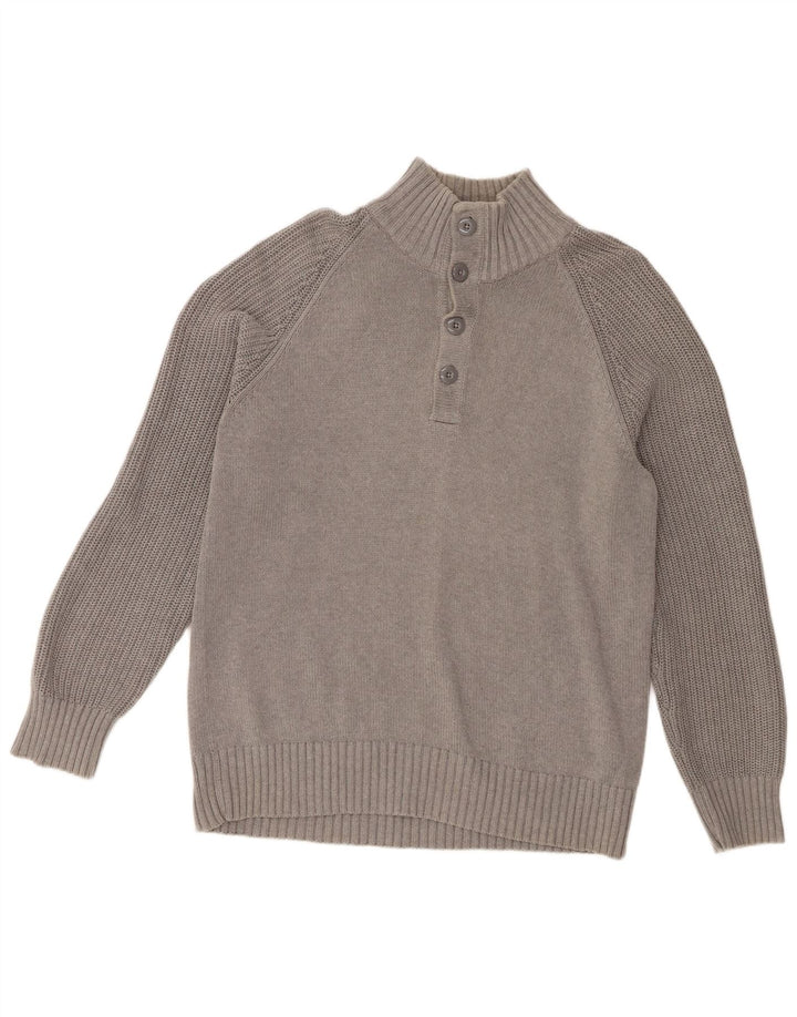 Marks & Spencer Pull bleu Harbor à col boutonné pour homme, grand gris
