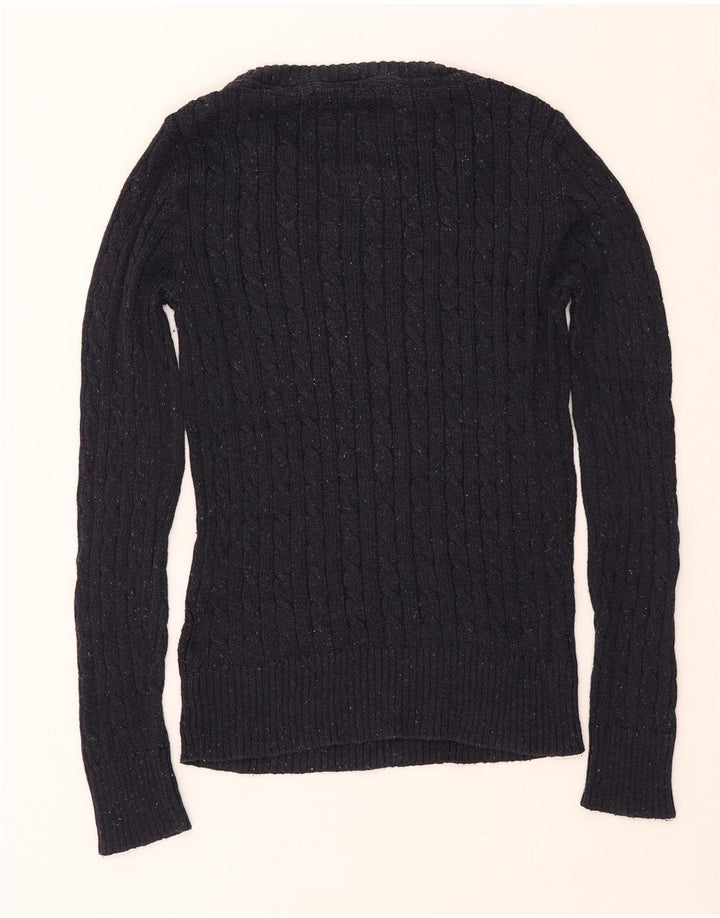 SUPERDRY Pull col bateau pour femme UK 12 Bleu marine moyen Coton