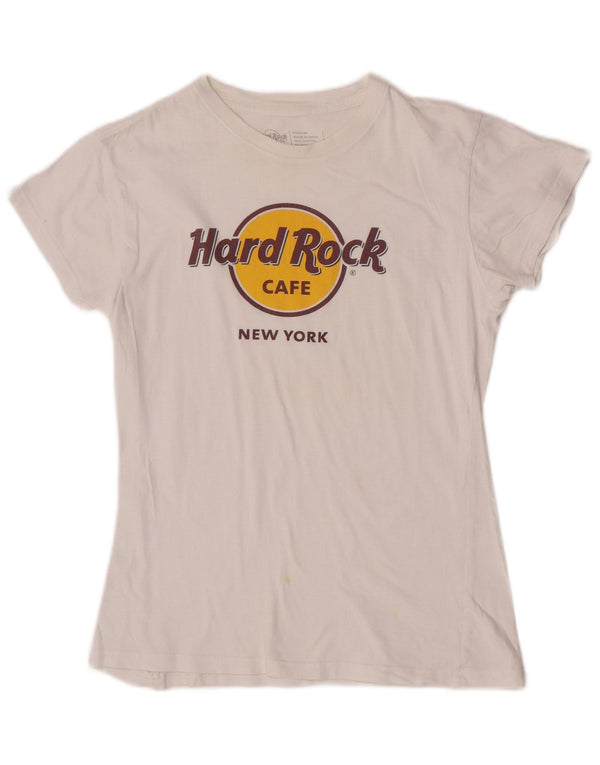 Hard Rock Cafe T-shirt graphique New York pour femme UK 12 Blanc moyen