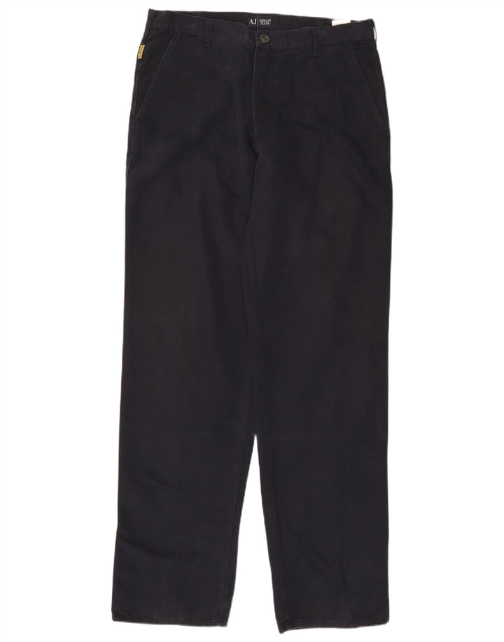 ARMANI Pantalon Chino Droit Homme EU 52 XL W36 L36 Bleu Marine Coton