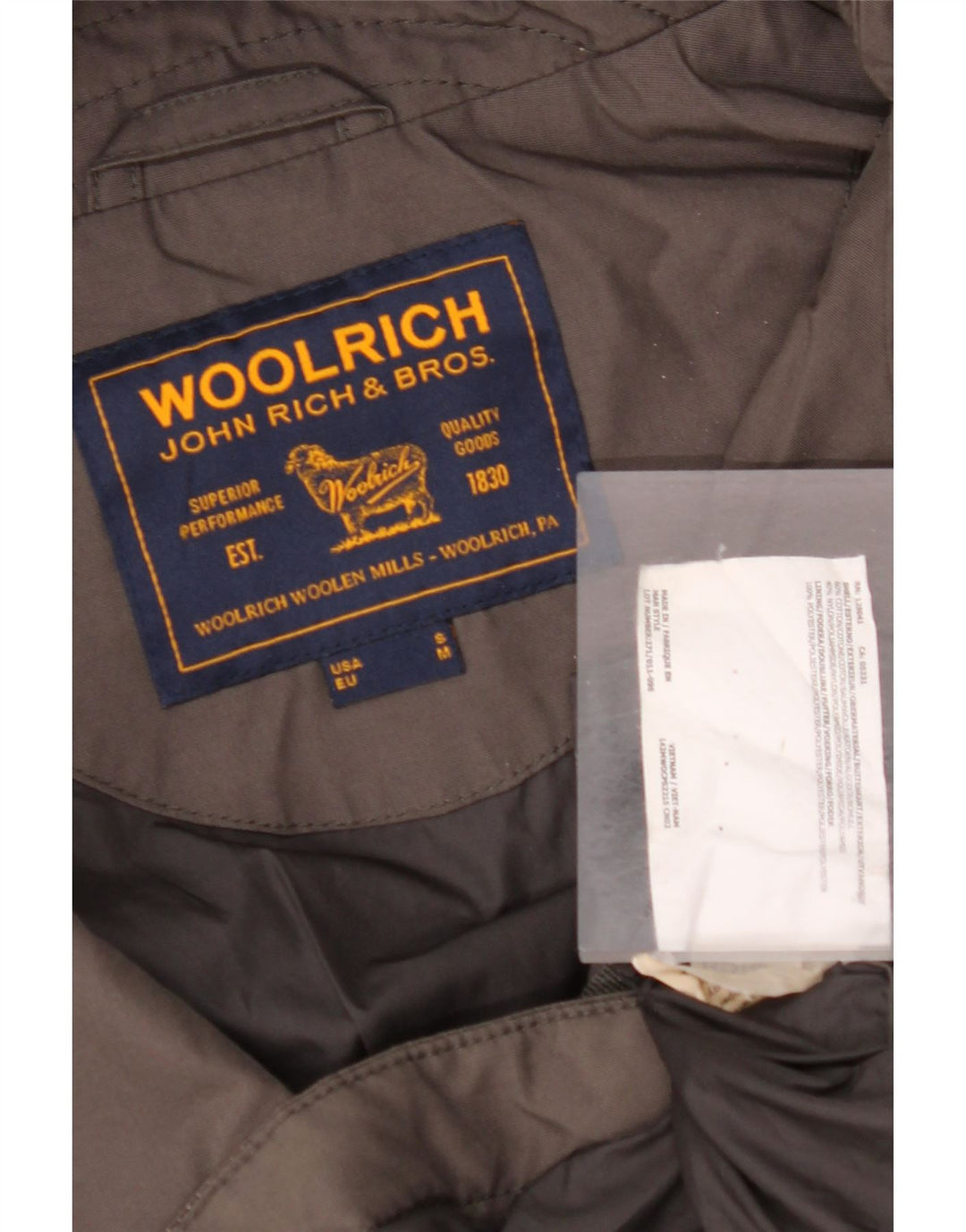 WOOLRICH Parka militaire à capuche pour homme UK 38 en coton marron moyen