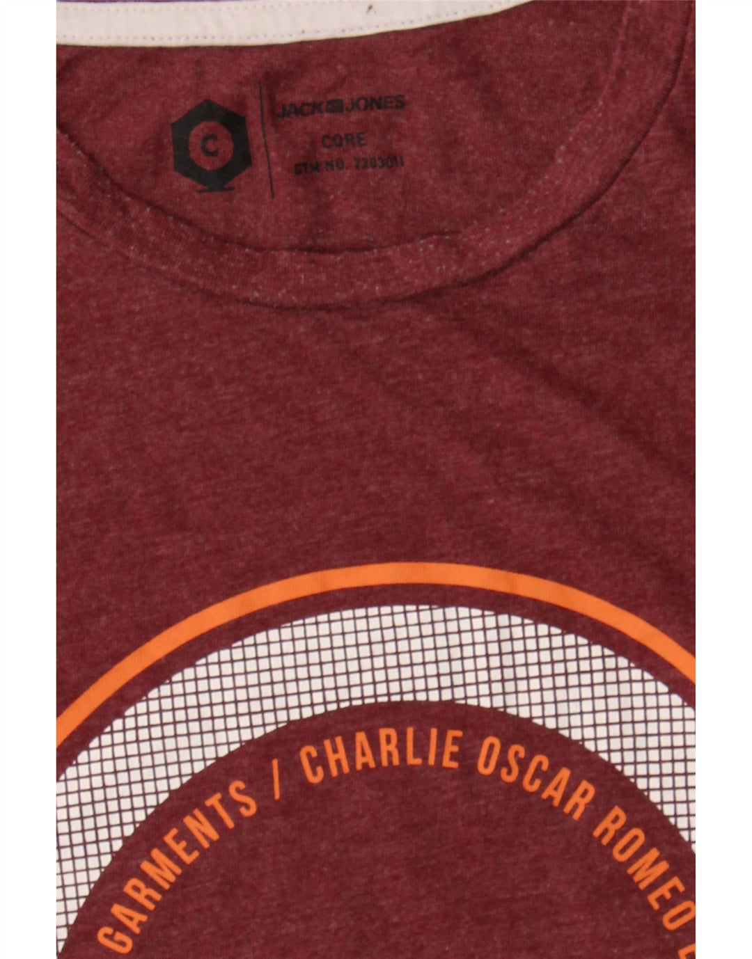 JACK & JONES Mens Graphic T-Shirt Top Small Burgundy Vintage Jack & Jones and Second-Hand Jack & Jones from Messina Hembry 