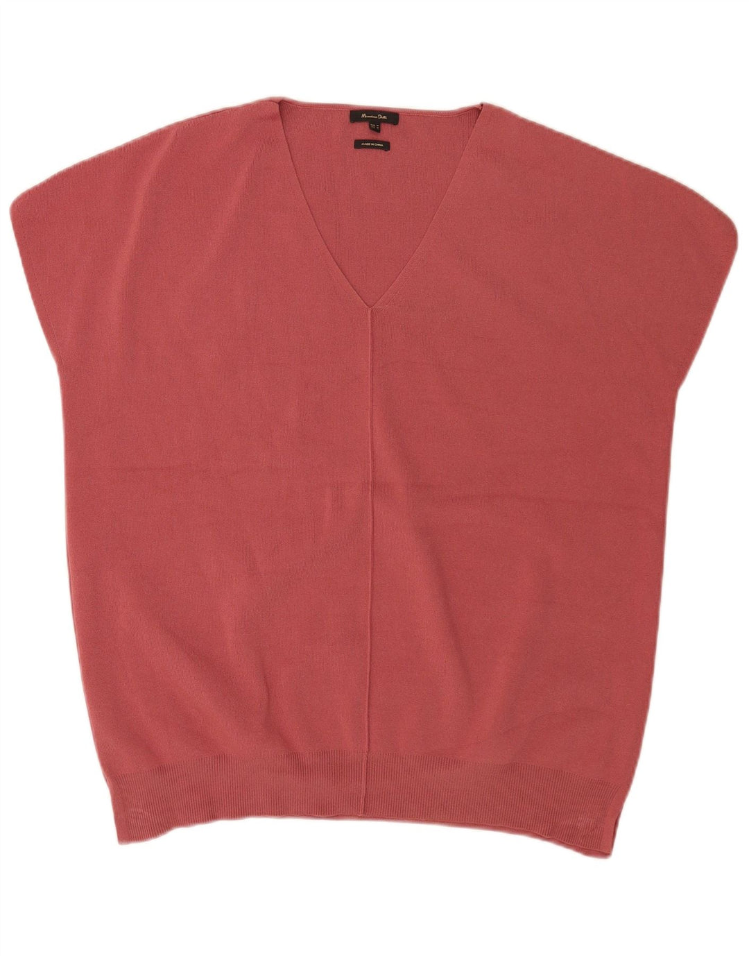 Massimo Dutti Pull à manches courtes et col en V pour homme Bordeaux moyen