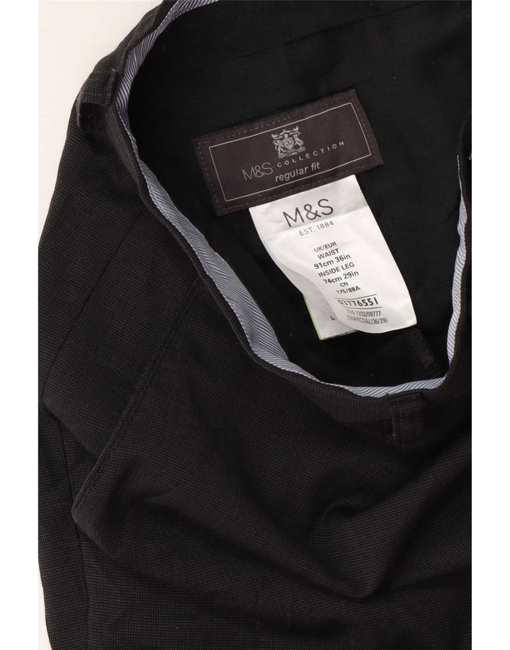 Marks & Spencer Pantalon de Costume Coupe Regular Homme W36 L29 Bleu Marine Laine