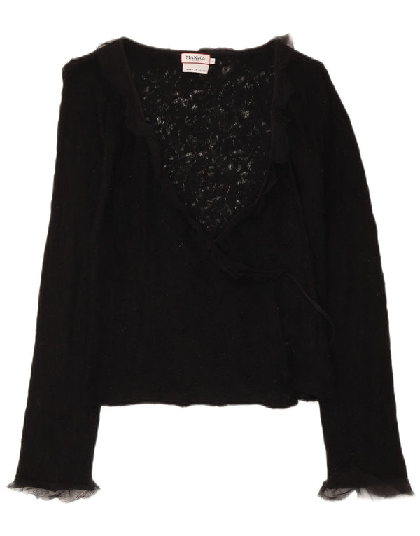 Max & Co. Cardigan court en laine vierge noire pour femme UK 14