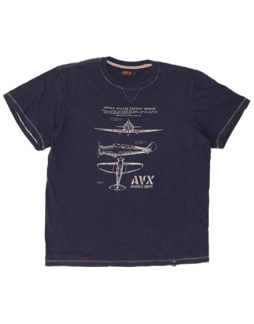 AVIREX T-Shirt Graphique Homme Bleu Marine Moyen Coton