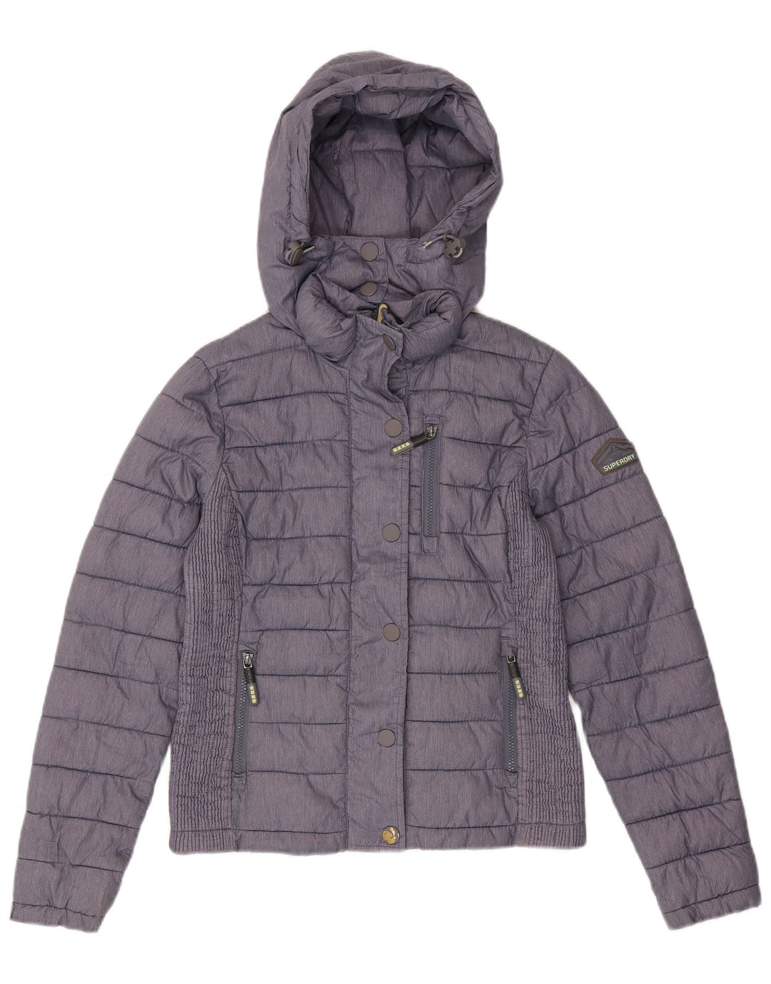 SUPERDRY Veste matelassée à capuche pour femme UK 12 Bleu marine moyen Polyester