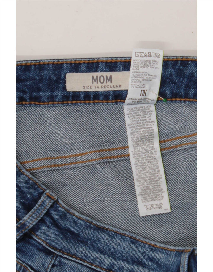 Marks & Spencer Jean Mom Regular Tapered pour femme UK 14 Medium W30 L28 Bleu