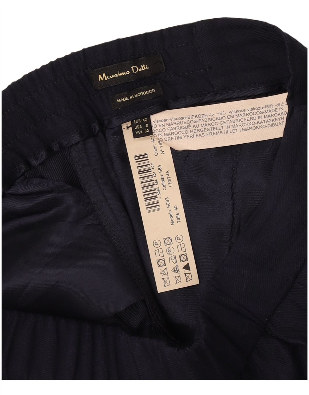 Massimo Dutti Pantalon Chino Droit Femme EU 40 Medium W30 L29 Bleu Marine