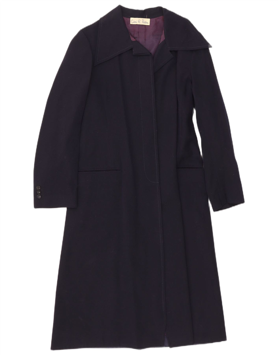 vintage Womens Open Overcoat UK 8 Petit Bleu Marine
