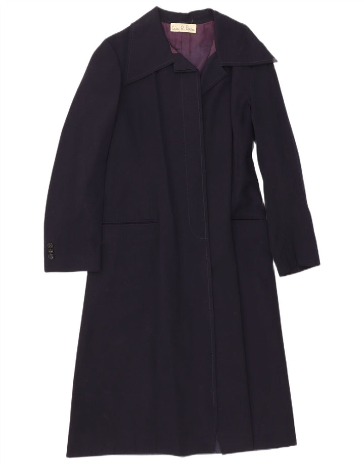 vintage Womens Open Overcoat UK 8 Petit Bleu Marine