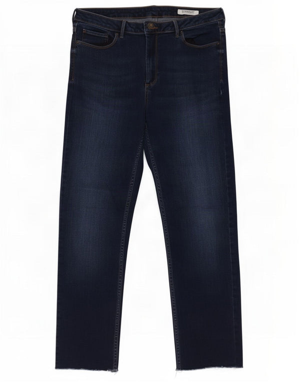 Marks & Spencer Jean court droit pour femme UK 14 Large W32 L26 Bleu marine
