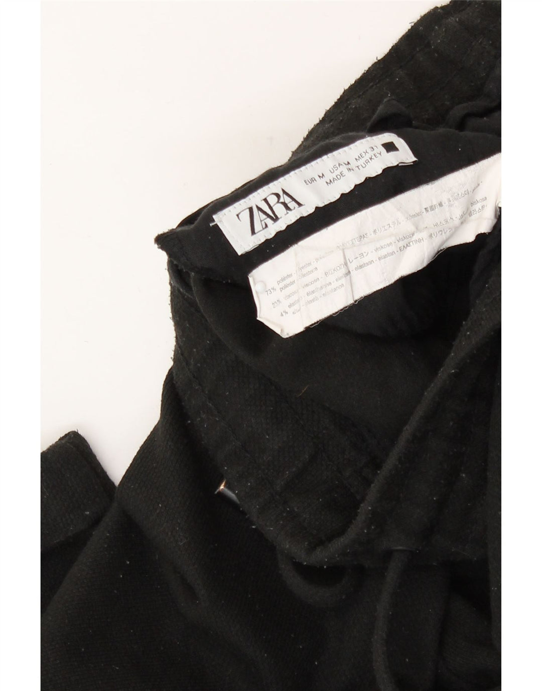 Zara Pantalon court homme Medium W31 L26 Noir Polyester