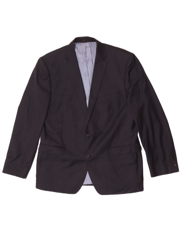 French Connection Veste Blazer 2 Boutons Homme UK 44 2XL Bleu Marine Laine