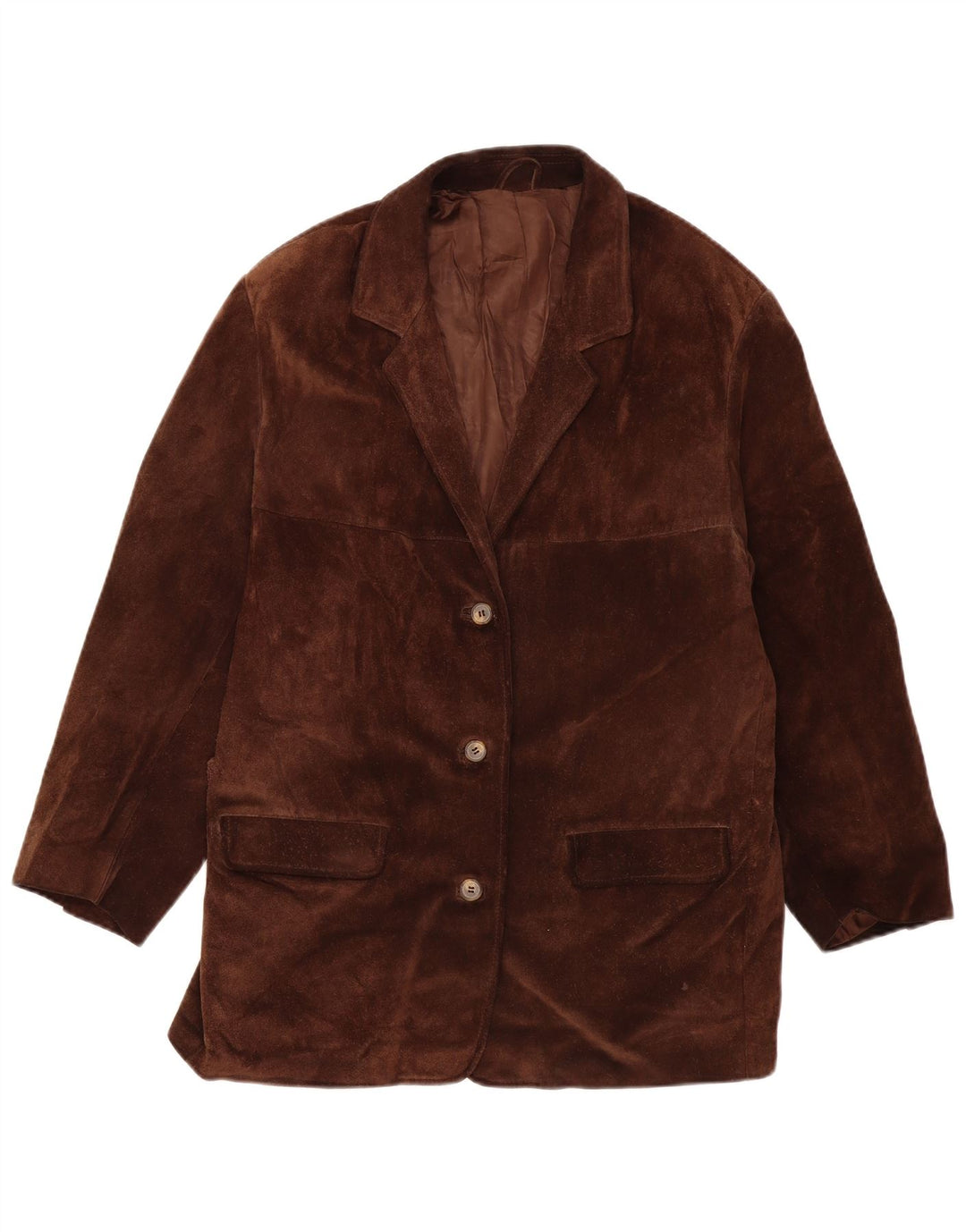veste coupe-vent surdimensionnée femme vintage UK 14 Cuir brun moyen