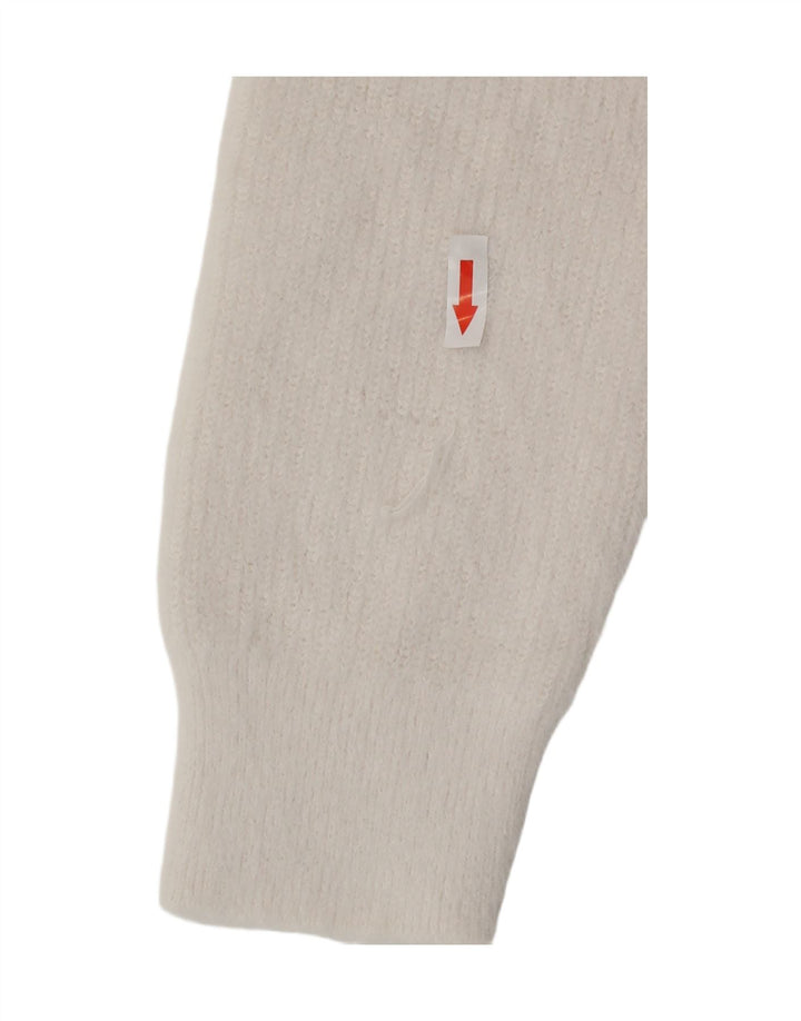 Zara Pull col V pour femme UK 10 Petit Blanc Polyester