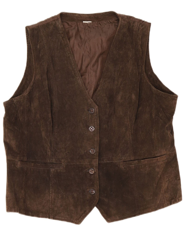 gilet en daim femme vintage UK 18 XL cuir marron