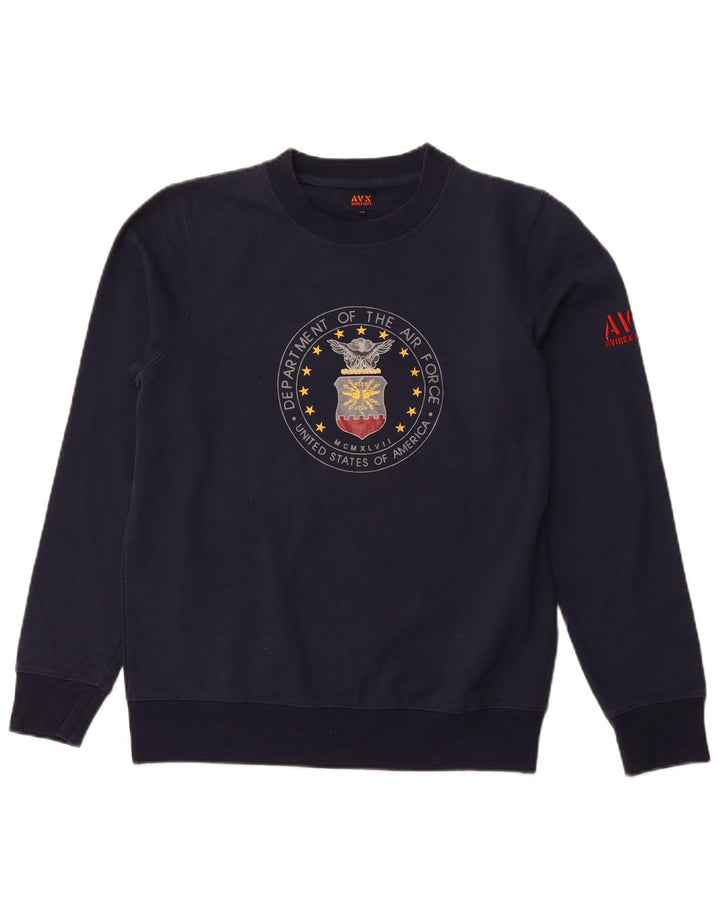 AVIREX Sweat-Shirt Graphique Homme Bleu Marine Moyen Coton