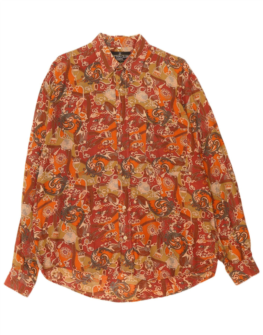 Cotton Club Chemise Homme Marron Moyen Floral Viscose