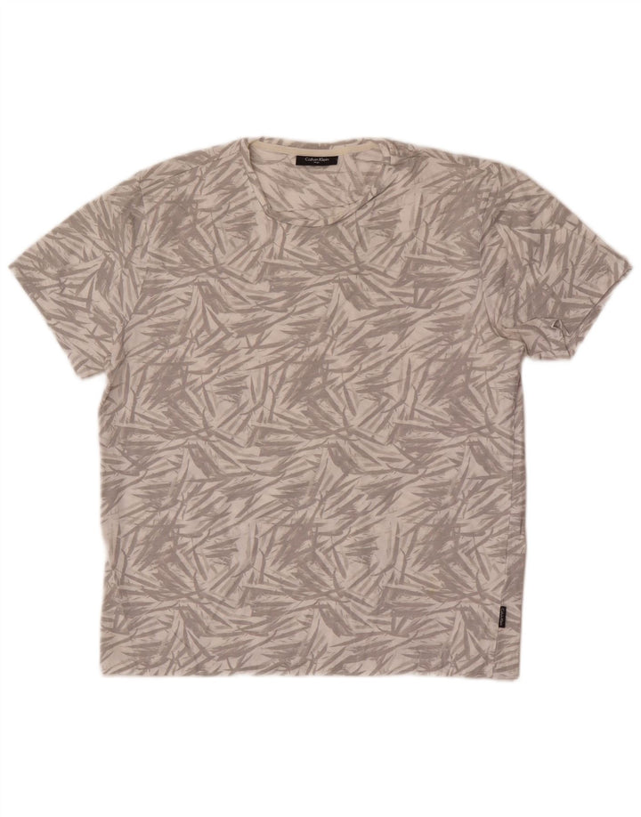 Calvin Klein T-shirt à motif abstrait pour hommes, grand coton gris