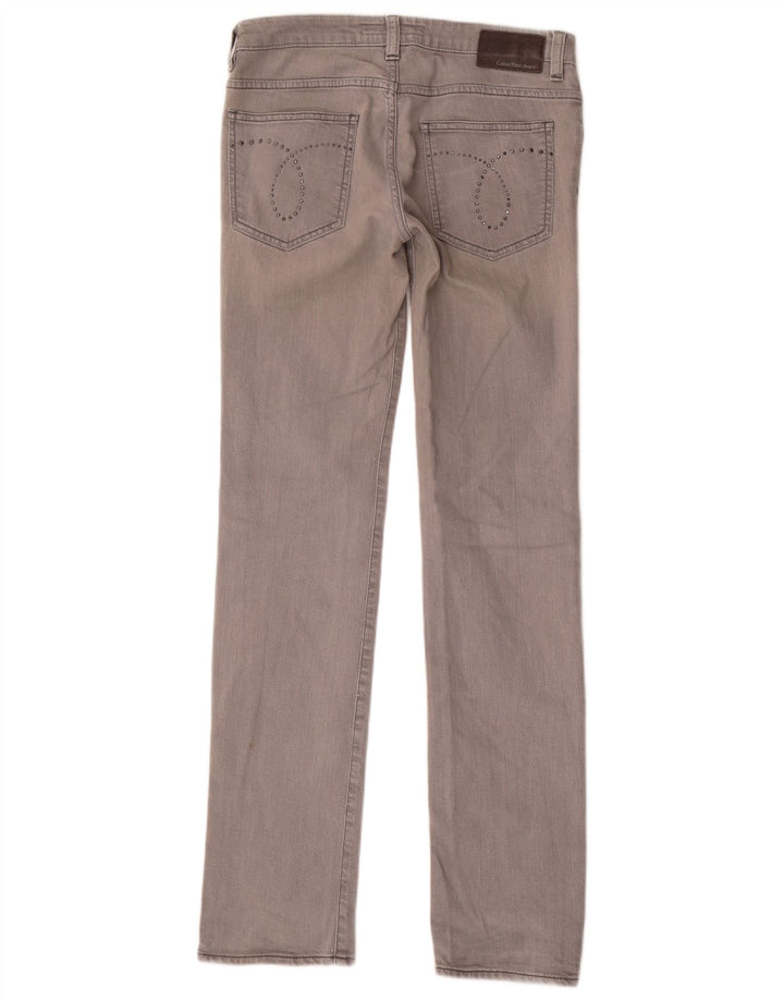 CALVIN KLEIN Jean droit Femme W28 L33 Gris Coton