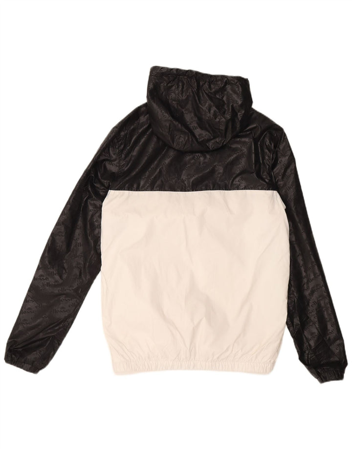 ELLESSE Womens Oversized Graphic Anorak Jacket UK 6 XS White Colourblock