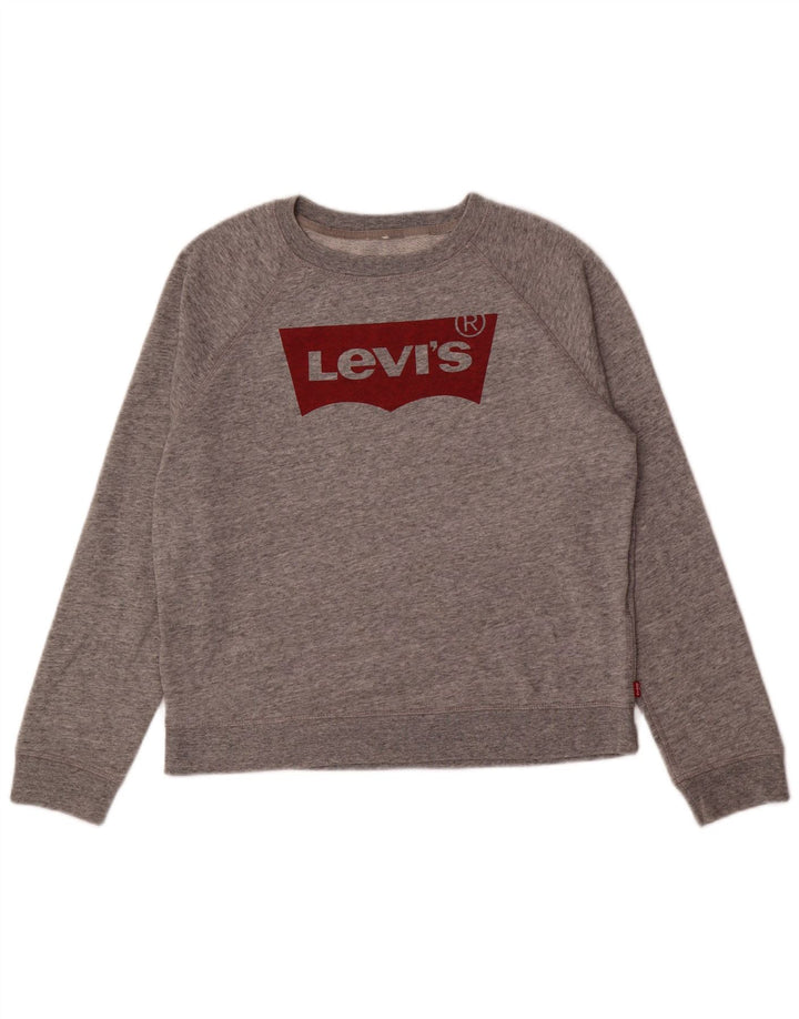 Levi's Sweat-Shirt Graphique Femme UK 44 Gris Moyen Moucheté