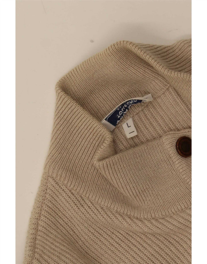 Lana Gatto Pull Cardigan Homme Grande Laine Beige