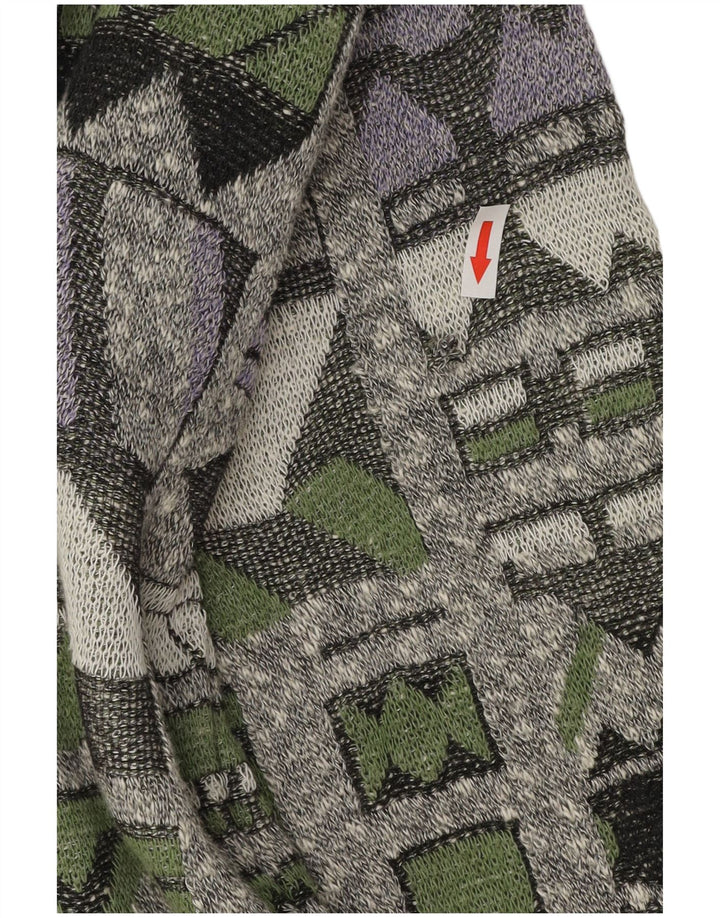 VINTAGE Cardigan homme pull 2XL multicolore géométrique
