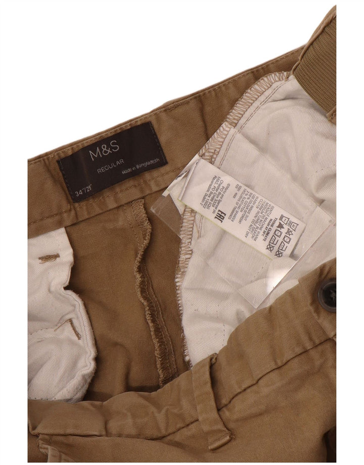 Marks & Spencer Pantalon Chino Regular Homme W34 L29 Marron Coton