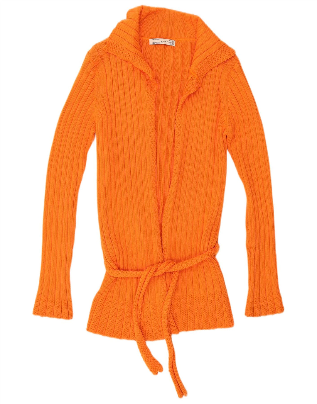 Zara Cardigan Femme Pull UK 12 Coton Orange Moyen