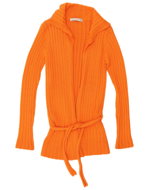 Zara Cardigan Femme Pull UK 12 Coton Orange Moyen